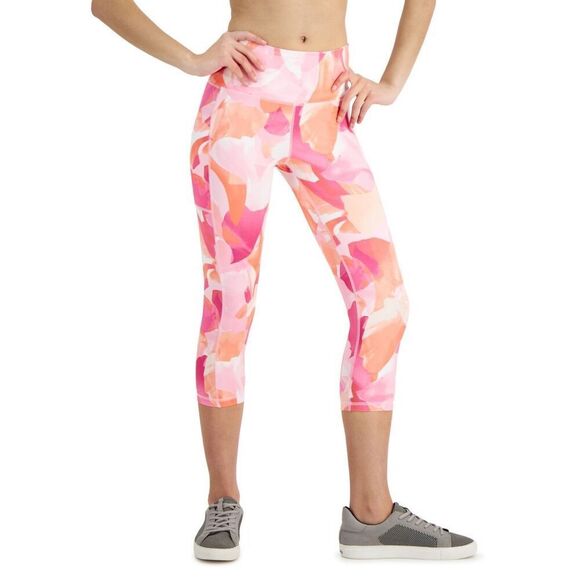 ID Ideology Womens Compression Petal Print Side Pocket Cropped Leggings Petal Be - Picture 1 of 3